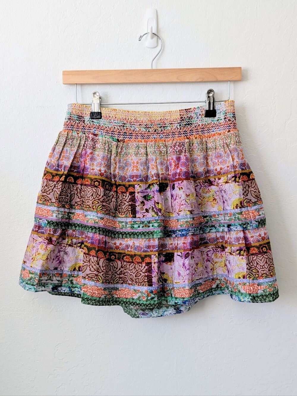Alice + Oliva Smocked Waistband Multi Tiered Floral Mini Circle Skirt Size 6